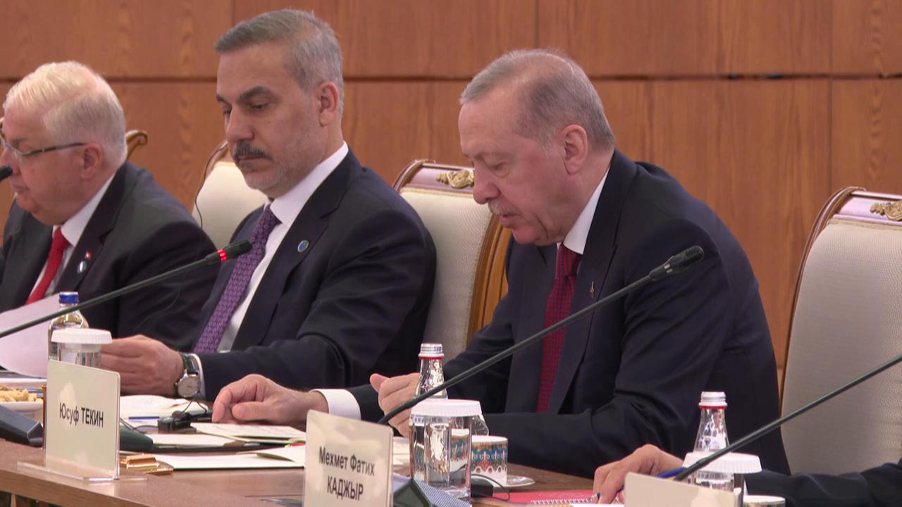 Video thumbnail for Kazakhstan: Erdogan attends Türkiye-Kazakhstan High-Level Strategic Cooperation Council meeting in Astana.
