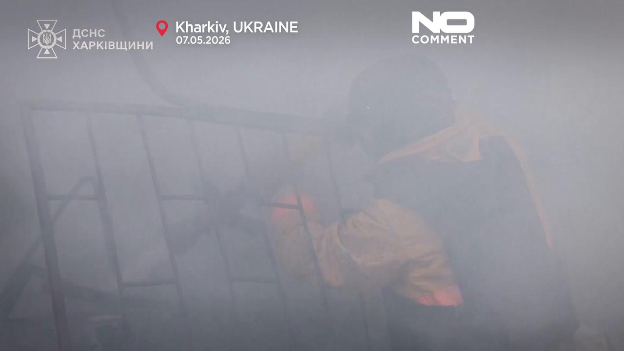 Video thumbnail for Russia strikes Kharkiv residential district as drone attacks escalate
