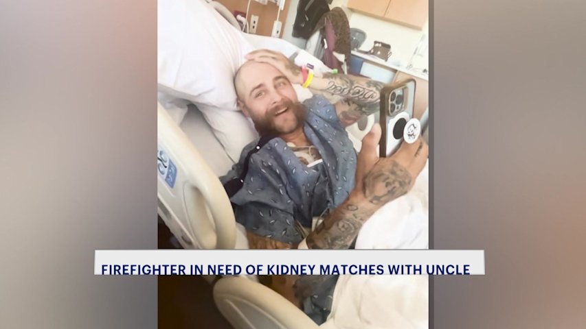 Video thumbnail for 'Been praying for this.' Derby firefighter seeking kidney donation matches with uncle