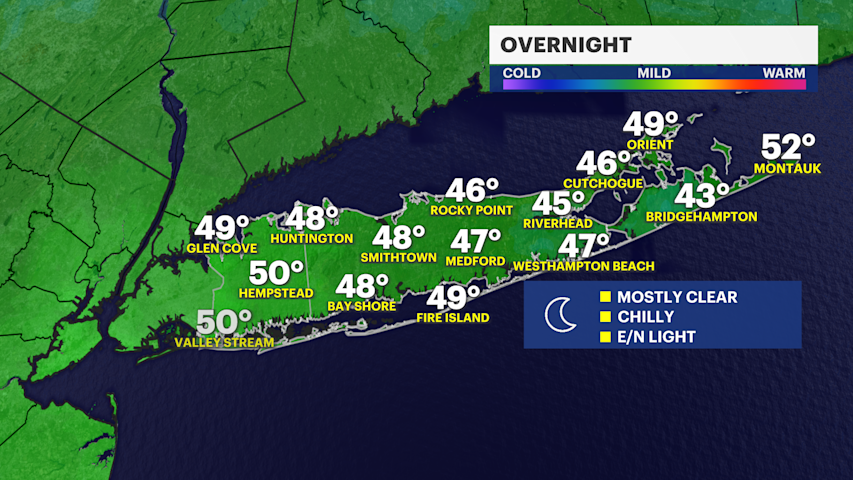 Video thumbnail for Chilly into early Tuesday morning, but summer-like warmth returns this week across Long Island