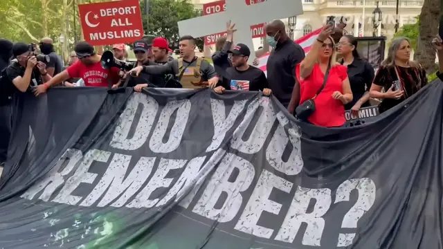 Video thumbnail for Far-right protesters rally against Islam on 9/11 anniversary