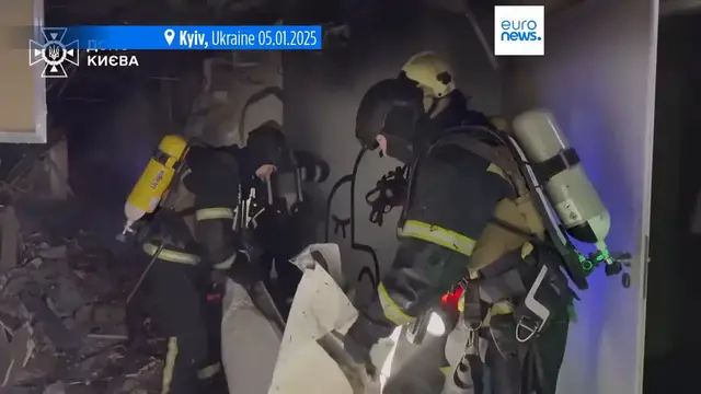 Video thumbnail for Russian overnight strikes kill at least one in Ukraine's capital Kyiv