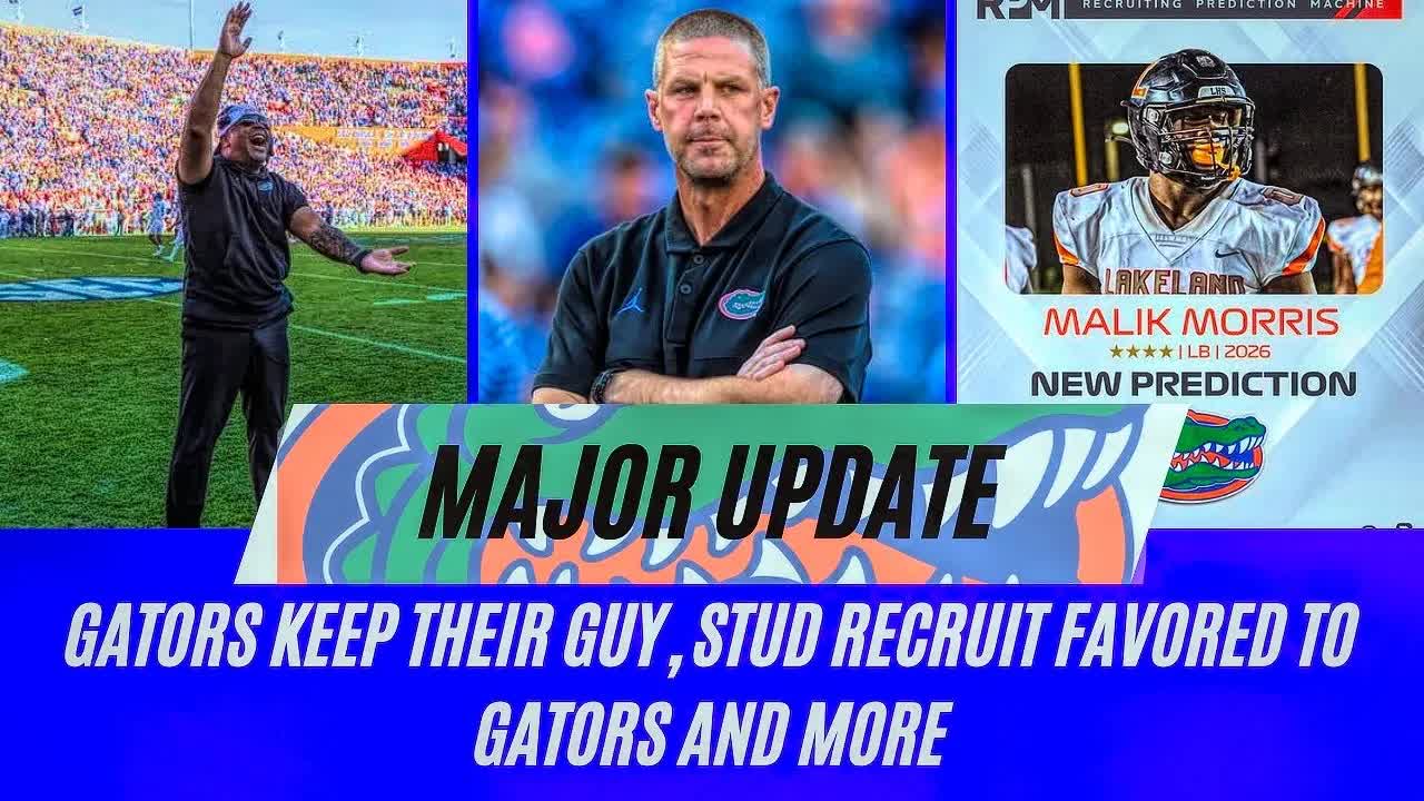 Video thumbnail for Gators RE-SIGN ELITE COACH, Gators FAVORED to LAND STUD LB, Gators CRACK top 15 in AP poll & MORE