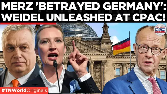 Video thumbnail for ‘Dismantling Democracy-Puppet of the Left’: AfD's Alice Weidel Torches Merz at CPAC| Times Now World