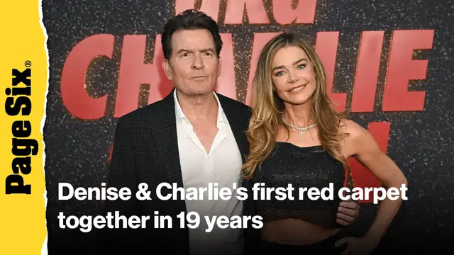 'Video thumbnail for Denise Richards and ex-husband Charlie Sheen hug in first joint red carpet appearance in 19 years'