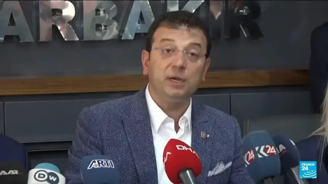 'Video thumbnail for Turkey: Jailed Istanbul mayor appears in court as supporters gather outside his prison'
