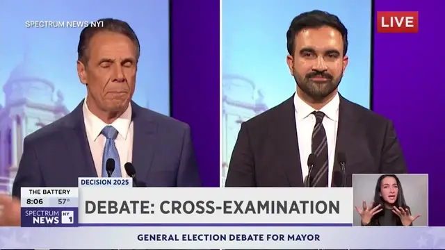'Video thumbnail for NYC mayoral debate: Cuomo Mamdani go head-to-head'