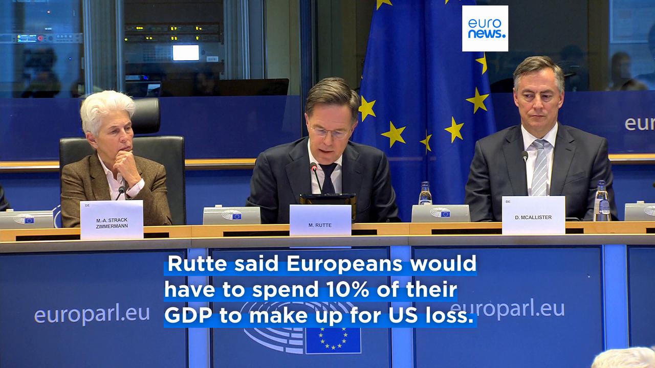 Video thumbnail for Rutte faces backlash for telling Europeans to 'keep on dreaming' about independence from US security
