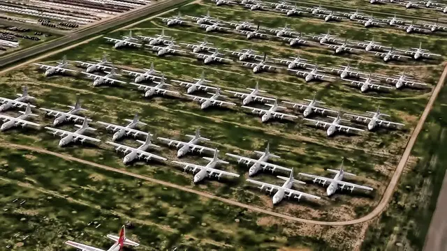 Video thumbnail for Aerial View Of The Aircraft Boneyard At Davis-Monthan AFB