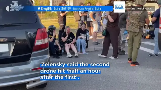 Video thumbnail for Deadly Russian attack on shopping mall in Zelenskyy's hometown kills at least 16