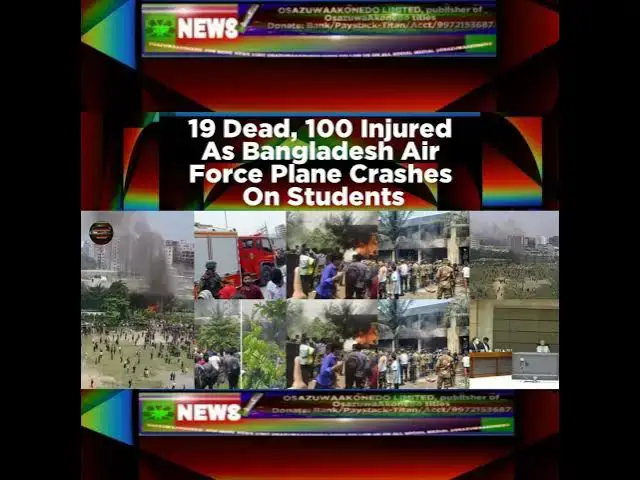 Video thumbnail for 19 Dead, 100 Injured As Bangladesh Air Force Plane Crashes On Students