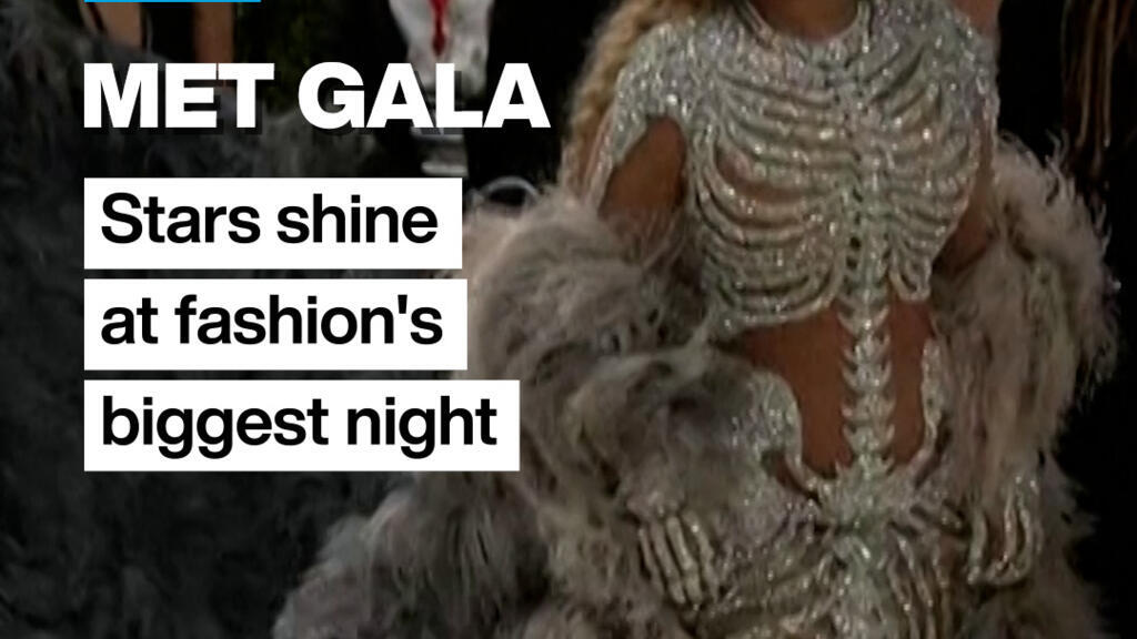 Video thumbnail for Stars shine at eccentric Met Gala, fashion's biggest night