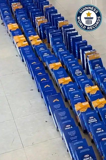 Video thumbnail for School sets Guinness World Records title with Mac and Cheese Dominoes