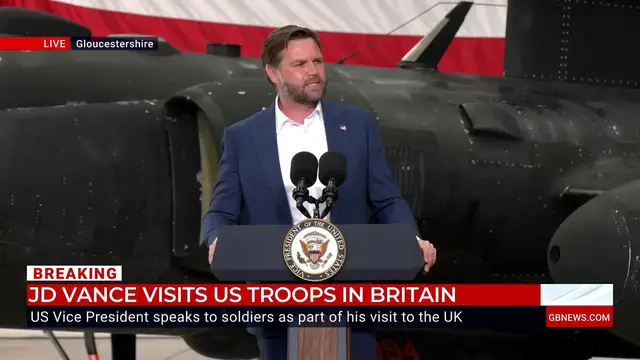 'Video thumbnail for JD Vance outlines UK-US mission for 'peace and prosperity' in Ukraine and Russia as he hails troops'