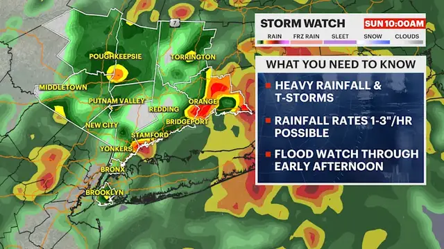 Video thumbnail for STORM WATCH: Heavy rain and storms target the Bronx today