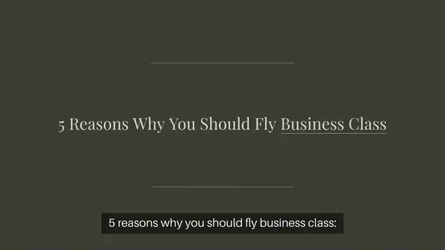 Video thumbnail for 5 reasons why you should fly business class