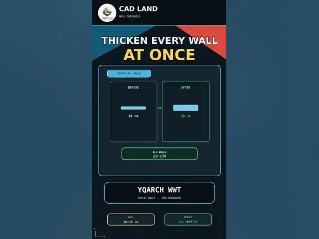 Video thumbnail for Change Every AutoCAD Wall Thickness at Once with YQArch WWT
