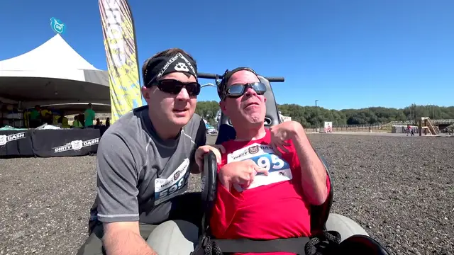 Video thumbnail for Friends Help Man In Wheelchair Complete 5k Obstacle Race | Happily TV