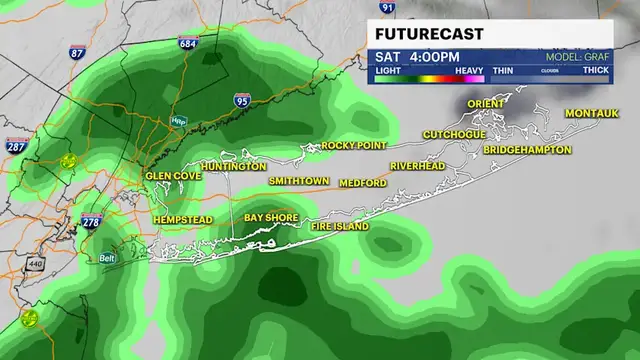 Video thumbnail for A wet Friday morning commute on Long Island & Saturday showers