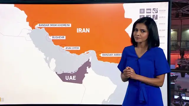 Video thumbnail for Iran–UAE trade lifeline at risk after missiles claim and naval blockade