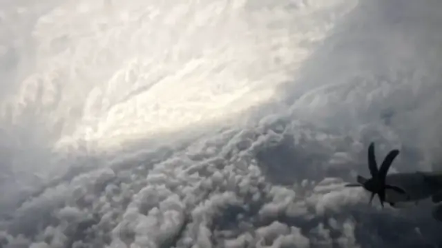 'Video thumbnail for Plane flies through world's strongest storm, Hurricane Melissa'