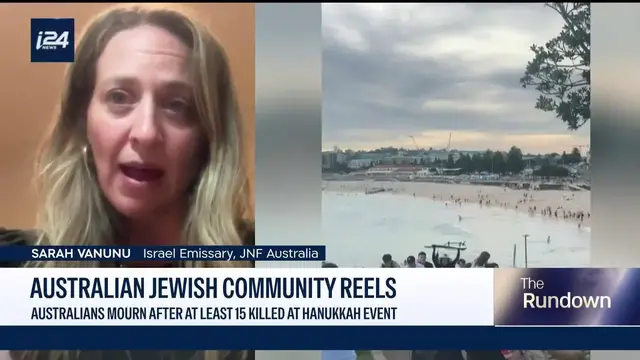 Video thumbnail for Australian mother recounts Bondi Beach attack chaos during son's bar mitzvah celebration next door