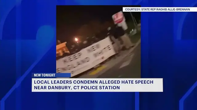 Video thumbnail for Apparent white supremist group spotted outside Danbury Police Headquarters