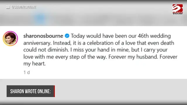 Video thumbnail for Sharon Osbourne paid tribute to Ozzy Osbourne on what would have been their 44th wedding anniversary