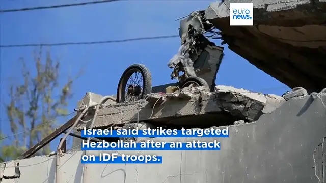 Video thumbnail for Israeli strikes that killed 11 send 'clear message' on negotiations, says Lebanese president