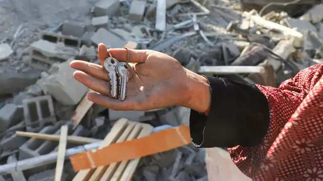 'Video thumbnail for Voices of Gaza: Displaced Palestinians hold keys to homes that no longer exist'