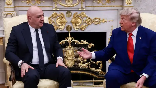 Video thumbnail for As he hosts the Lebanese president, Trump says the US 'will help' the country