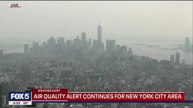 'Video thumbnail for Air quality alert continues for NYC area'