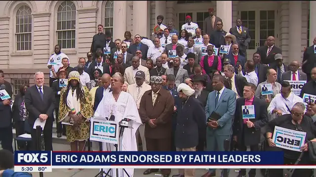 'Video thumbnail for Adams endorsed by faith leaders'