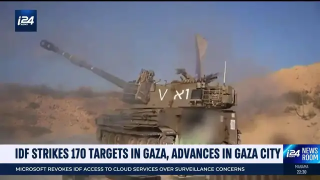 'Video thumbnail for IDF strikes 170 targets in Gaza, advances in Gaza City'