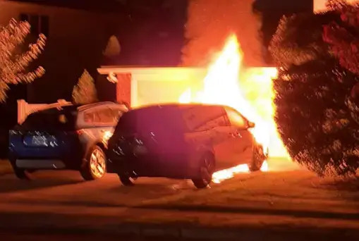 Video thumbnail for Van bursts into flames in driveway of Port Washington North home