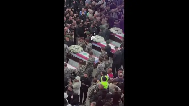 Video thumbnail for Lebanon mourns security forces killed in Israeli strike