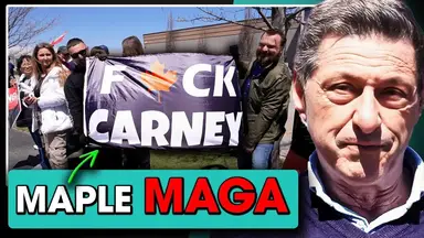 'Video thumbnail for "Maple syrup MAGA" Canadian Conservatives rally against Trump'