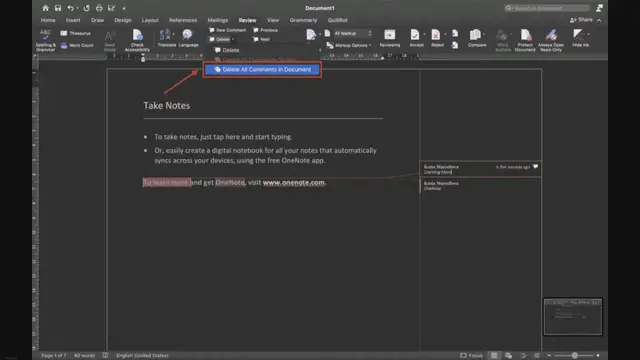 'Video thumbnail for How to Remove Comments in Word'