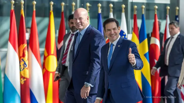Video thumbnail for Rubio meets NATO leaders in Brussels as Russian envoy visits Washington