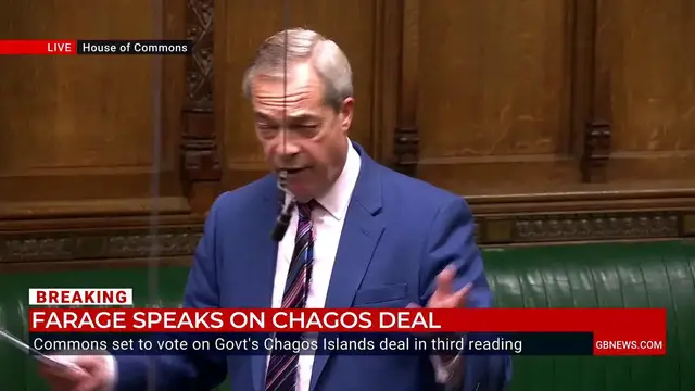 'Video thumbnail for WATCH: Nigel Farage says Reform Government will not honour 'un-British' Chagos treaty'