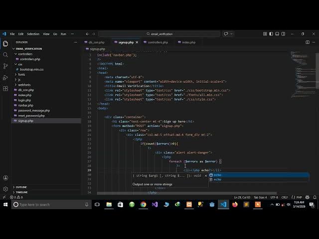 Video thumbnail for #6 Email Verification, Password Recovery and Reset System in PHP   showing the errors