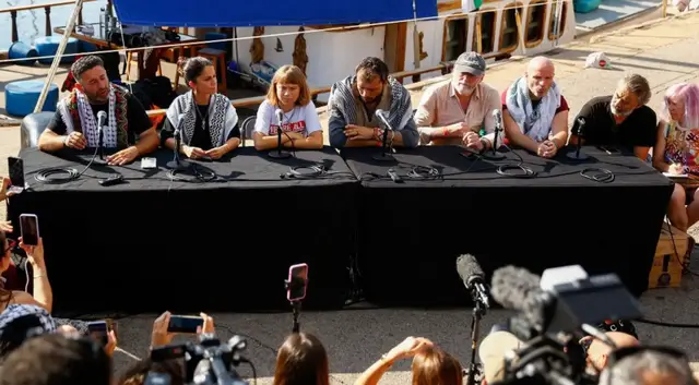 'Video thumbnail for Gaza-bound Global Sumud Flotilla prepares to set off from Spain'