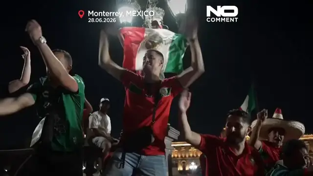 Video thumbnail for Morocco fans light up Monterrey before Netherlands knockout clash