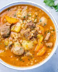 Video thumbnail for Hearty Beef and Barley Soup