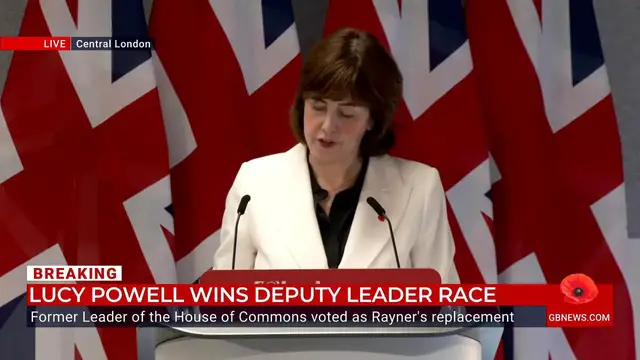 'Video thumbnail for WATCH IN FULL: Lucy Powell wins deputy leadership race in mammoth blow to Keir Starmer'