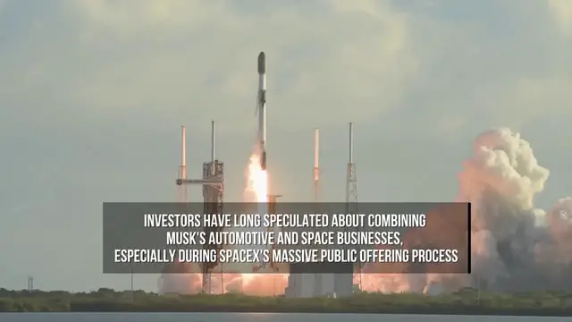 Video thumbnail for Musk Hints Tesla-SpaceX Merger Could Be Possible.