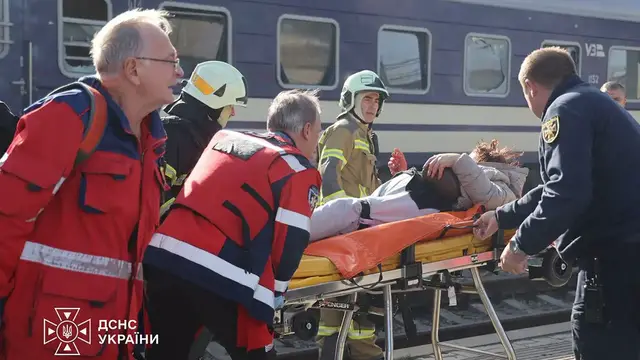 Video thumbnail for Russian drone strike on Ukraine's Dnipro train station kills at least 13