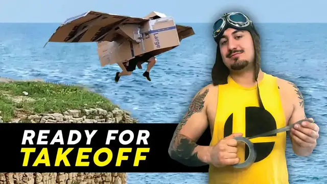 'Video thumbnail for jake carlini: diy cardboard airplane construction and crash!'
