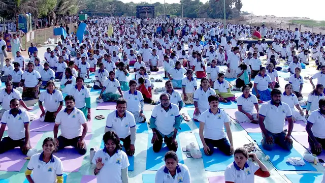 'Video thumbnail for World's largest yoga lesson'