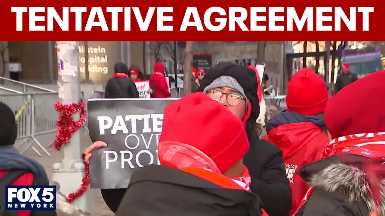 Video thumbnail for Tentative settlement in NY-Presbyterian Nurses' strike